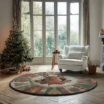 Brown Red Festive 3d Illusion Rug Perfect Holiday Decor Choice 1