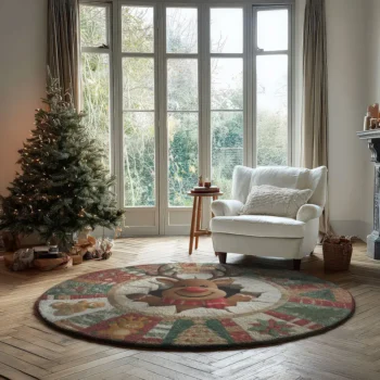 Brown Red Festive 3d Illusion Rug Perfect Holiday Decor Choice 2