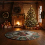 Brown Red Festive 3d Illusion Rug Perfect Holiday Decor Choice 1