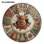 Brown Red Festive 3d Illusion Rug Perfect Holiday Decor Choice 1