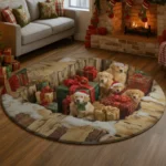 Brown Red Holiday Illusion Rug 3d Decor With Puppies Gifts 1