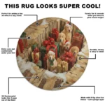 Brown Red Holiday Illusion Rug 3d Decor With Puppies Gifts 1