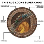 Brown Yellow Illusion Train Rug 3d Optical Decor For Home Spaces 1