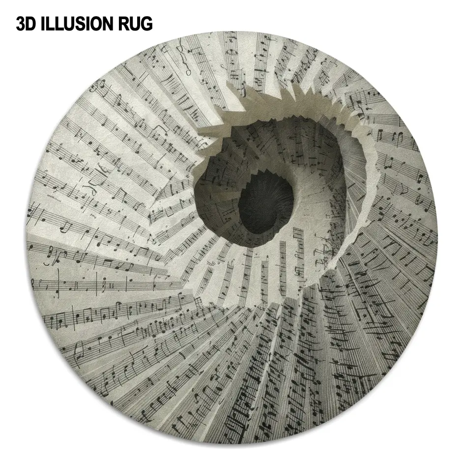 Gray Black 3d Illusion Rug Stunning Musical Vortex Design 4 Gray Black 3d Illusion Rug Stunning Musical Vortex Design 4