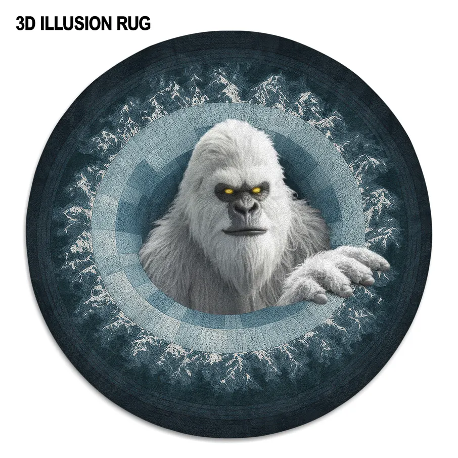 Gray Blue 3d Yeti Illusion Rug Transform Your Space Instantly 4 Gray Blue 3d Yeti Illusion Rug Transform Your Space Instantly 4