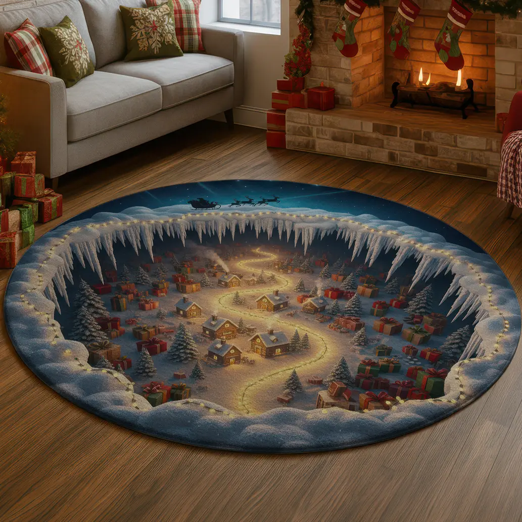 Gray Yellow Create A Magical Holiday Scene With 3d Illusion Rug 1 Gray Yellow Create A Magical Holiday Scene With 3d Illusion Rug 1