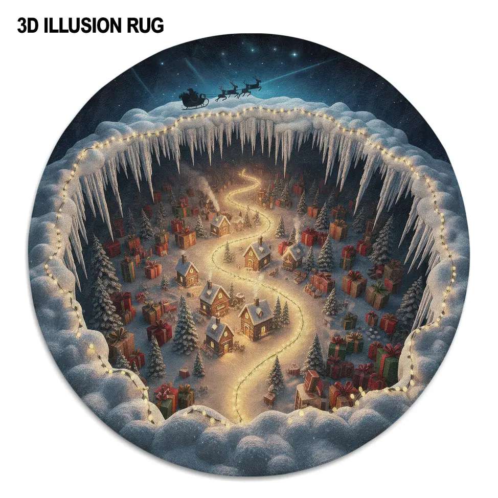 Gray Yellow Create A Magical Holiday Scene With 3d Illusion Rug 4 Gray Yellow Create A Magical Holiday Scene With 3d Illusion Rug 4