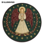 Green Beige 3d Angel Illusion Rug Enhance Your Home Decor 1