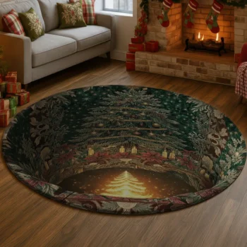 Green Gold 3d Illusion Rug Enchanting Holiday Decor For Your Home 1
