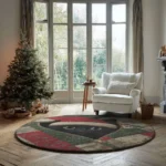 Green Red 3d Cat Illusion Rug Cozy Holiday Decoration 1