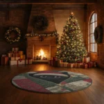 Green Red 3d Cat Illusion Rug Cozy Holiday Decoration 1
