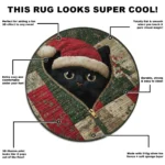 Green Red 3d Cat Illusion Rug Cozy Holiday Decoration 1