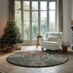 Green Red 3d Illusion Holiday Rug With Festive Patterns 1