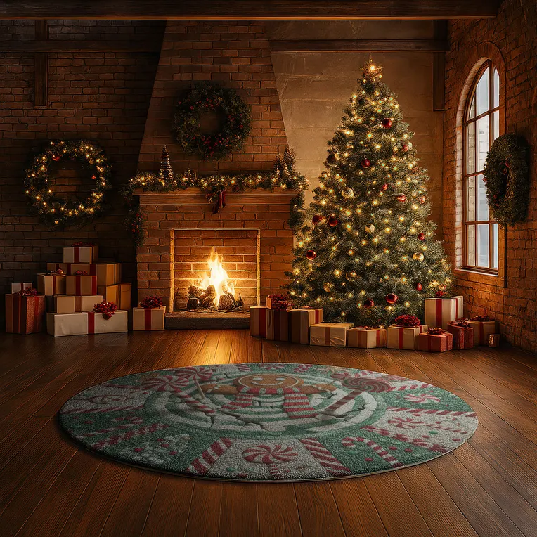 Green Red 3d Illusion Holiday Rug With Festive Patterns 3 Green Red 3d Illusion Holiday Rug With Festive Patterns 3