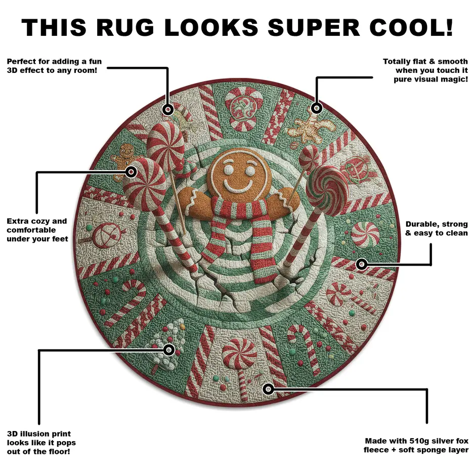 Green Red 3d Illusion Holiday Rug With Festive Patterns 5 Green Red 3d Illusion Holiday Rug With Festive Patterns 5