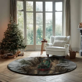 Green Red 3d Train Rug Magical Illusion Carpet Decor 2