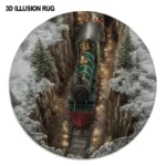 Green Red 3d Train Rug Magical Illusion Carpet Decor 1