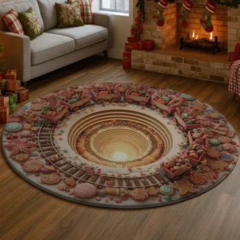 Orange Red 3d Illusion Rug Mind Bending Floor Decor For Home 1