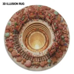 Orange Red 3d Illusion Rug Mind Bending Floor Decor For Home 1