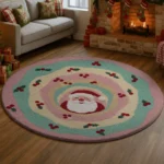 Pink Green Santa 3d Illusion Rug Perfect For Holiday Decor 1