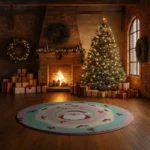 Pink Green Santa 3d Illusion Rug Perfect For Holiday Decor 1