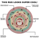 Pink Green Santa 3d Illusion Rug Perfect For Holiday Decor 1