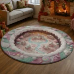 Pink Mint Whimsical Wonderland 3d Illusion Rug For Home Decor 1