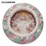 Pink Mint Whimsical Wonderland 3d Illusion Rug For Home Decor 1