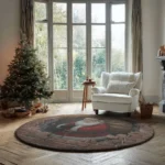 Red Beige 3d Christmas Illusion Rug Festive Holiday Decor Rug 1