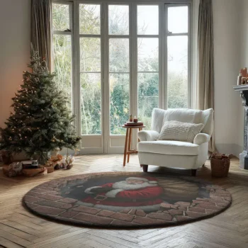 Red Beige 3d Christmas Illusion Rug Festive Holiday Decor Rug 2