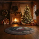 Red Beige 3d Christmas Illusion Rug Festive Holiday Decor Rug 1