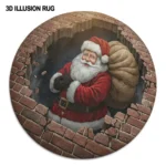Red Beige 3d Christmas Illusion Rug Festive Holiday Decor Rug 1