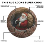 Red Beige 3d Christmas Illusion Rug Festive Holiday Decor Rug 1