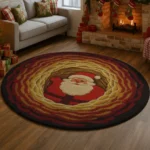 Red Beige 3d Christmas Illusion Rug Festive Santa Pattern 1