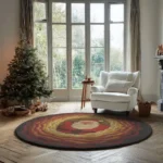 Red Beige 3d Christmas Illusion Rug Festive Santa Pattern 1