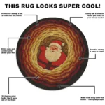 Red Beige 3d Christmas Illusion Rug Festive Santa Pattern 1