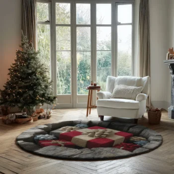 Red Beige 3d Gift Box Illusion Rug Unique Home Decor Piece 2