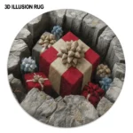 Red Beige 3d Gift Box Illusion Rug Unique Home Decor Piece 1