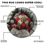 Red Beige 3d Gift Box Illusion Rug Unique Home Decor Piece 1