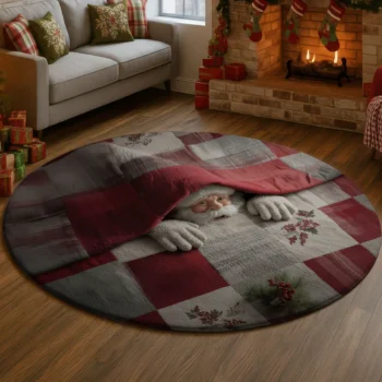 Red Beige 3d Illusion Rug Unique Santa Design Home Decor 1