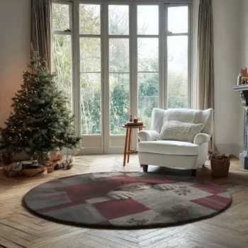 Red Beige 3d Illusion Rug Unique Santa Design Home Decor 2