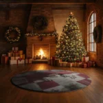 Red Beige 3d Illusion Rug Unique Santa Design Home Decor 1