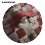 Red Beige 3d Illusion Rug Unique Santa Design Home Decor 1
