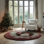 Red Beige 3d Santa Optical Illusion Rug For Holiday Decor 1