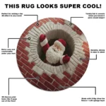 Red Beige 3d Santa Optical Illusion Rug For Holiday Decor 1