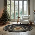 Red Black 3d Spiral Train Rug Christmas Optical Illusion Decor 1