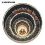 Red Black 3d Spiral Train Rug Christmas Optical Illusion Decor 1