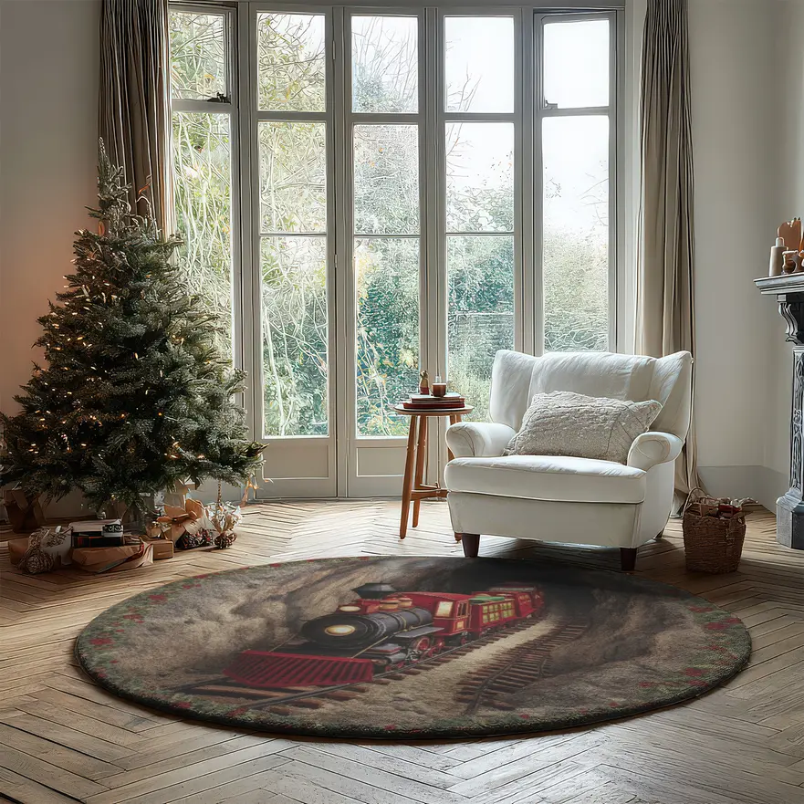 Red Black Unique 3d Train Illusion Rug For Home Decor 2 Red Black Unique 3d Train Illusion Rug For Home Decor 2