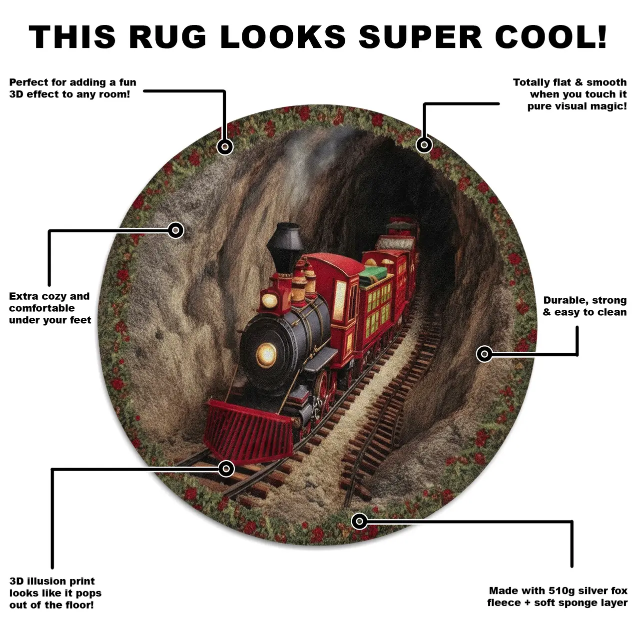 Red Black Unique 3d Train Illusion Rug For Home Decor 5 Red Black Unique 3d Train Illusion Rug For Home Decor 5