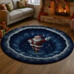 Red Blue 3d Santa Illusion Rug Festive Holiday Decor Piece 1
